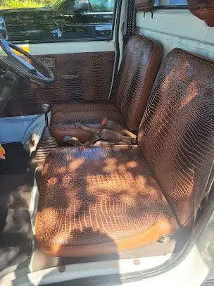 Mini Truck with reupholstered seats and doors in alligator vinyl